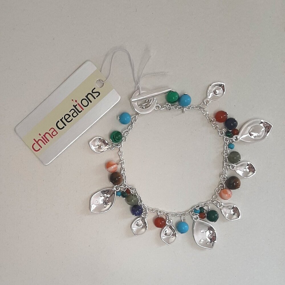China Creations Chaps Semi Precious Silver Plated Colorful Beads Bracelet
